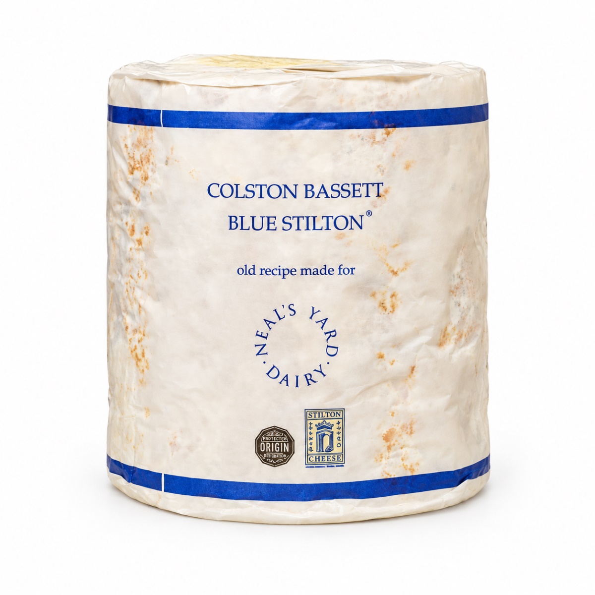 Queso Stilton Azul DOP Colston Bassett Nottinghamshire – Pieza Original Queso azul Stilton DOP Colston Bassett de Nottinghamshire, pieza entera con envoltorio original de Neal's Yard Dairy
